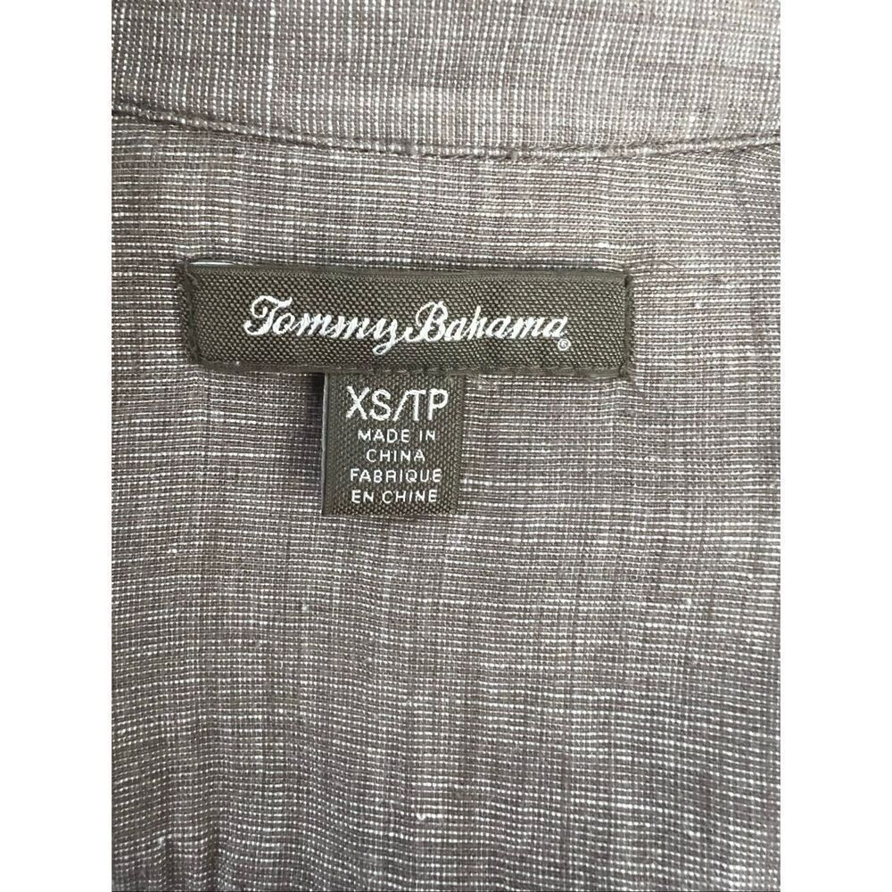 Tommy Bahama Women Size XS Brown Linen Collared Shirt Dress Roll-Tab Sleeve - Picture 9 of 15